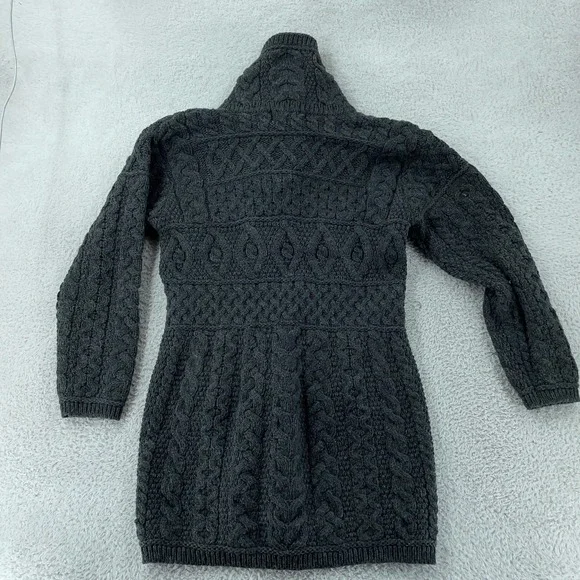 Aran Crafts Zip Cardigan Sweater Womens L Merino Wool Knit Ireland‎ Cowl Neck - Picture 4 of 9